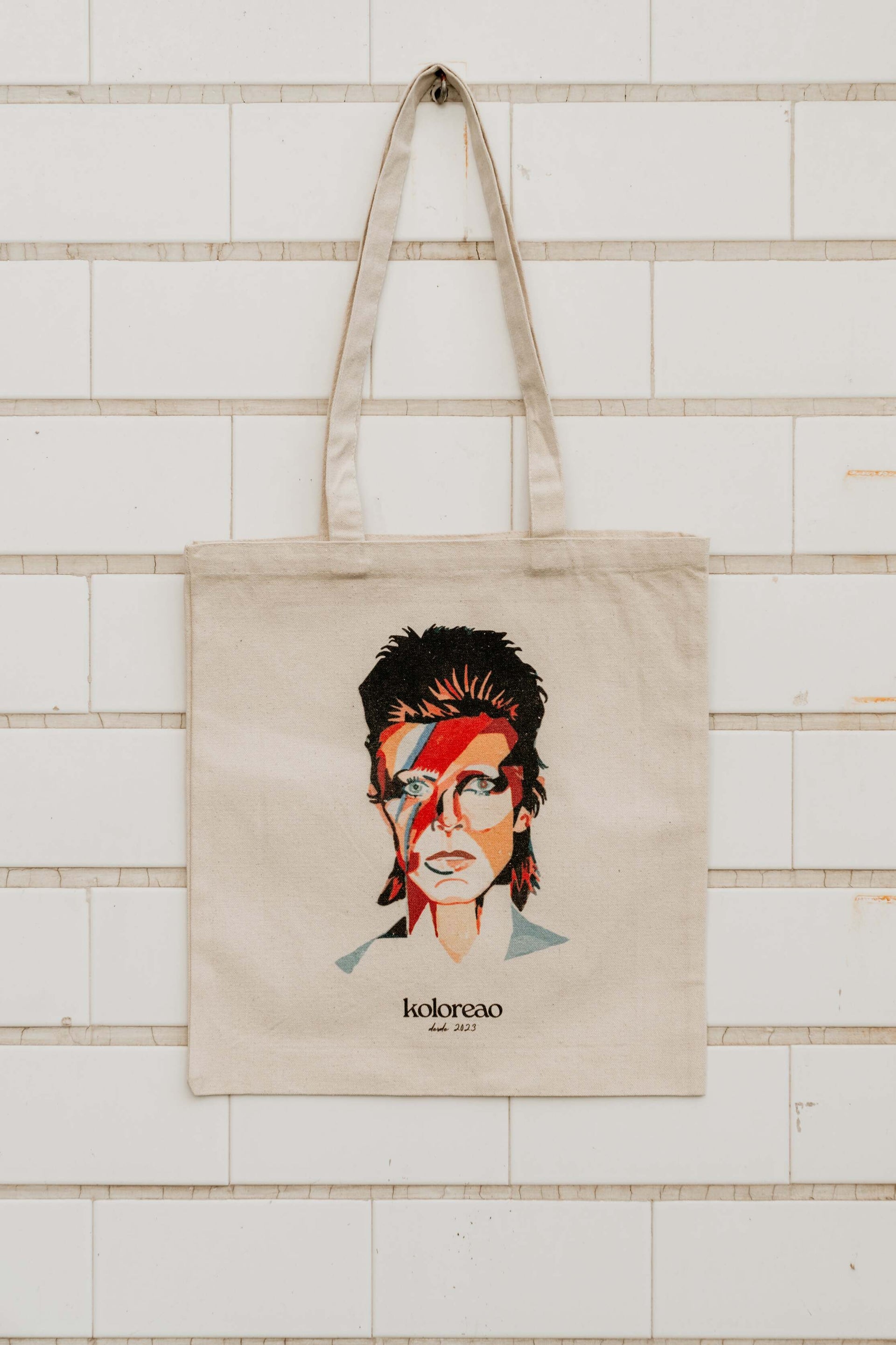 Tote bag tela personalizada David Bowie algodón 100% pintada a mano